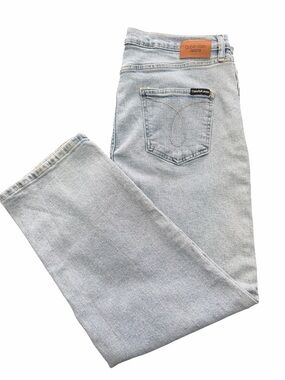 Calvin Klein Mid Rise Bleached Light Wash Straight Leg Jeans 14 Y2K